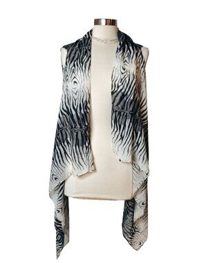 Womens M Cardigan Open Front Vest Sleeveless Y2K Animal Print Boho Edgy Rocker